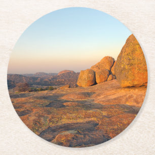 Sonnenaufgang über Matobo Hügel Runder Pappuntersetzer
