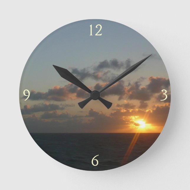 Sonnenaufgang über San Juan I Puerto Rico Runde Wanduhr (Vorderseite)
