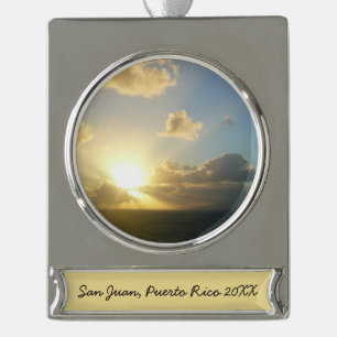 Sonnenaufgang über San Juan II Puerto Rico Banner-Ornament Silber