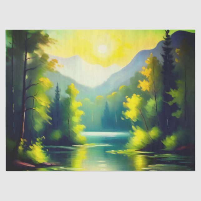 Sonnenaufgang über schneebedeckte Berge und See Seidenpapier (Vorderseite)