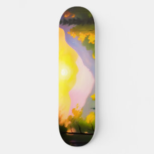 Sonnenaufgang über schneebedeckte Berge und See Skateboard
