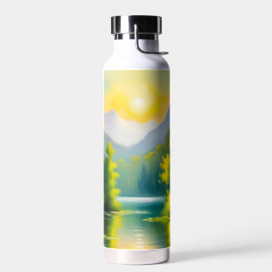 Sonnenaufgang über schneebedeckten Bergen und See Trinkflasche