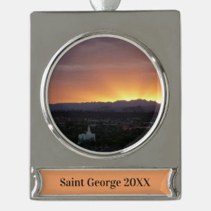 Sonnenaufgang über St. George Utah Landschaft Banner-Ornament Silber