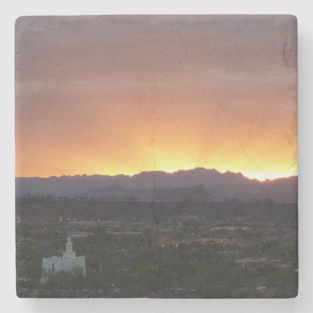 Sonnenaufgang über St. George Utah Landschaft Steinuntersetzer (Vorderseite)