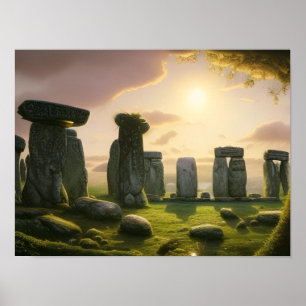 Sonnenaufgang über Stonehenge Digitale Kunst Poster