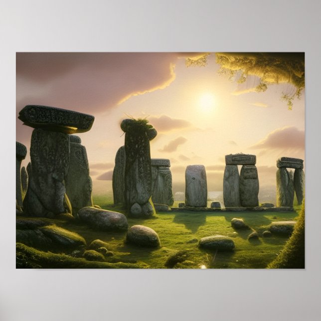 Sonnenaufgang über Stonehenge Digitale Kunst Poster (Vorne)