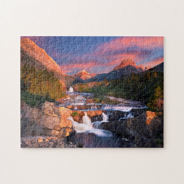 Sonnenaufgang über Swiftcurrent Nebenfluss Puzzle (Horizontal)