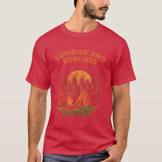 Sonnenaufgang und Lagerfeuer Camping Sommer Camper T-Shirt