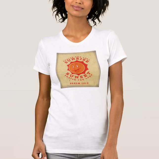 Sonnenaufgang und Vintage Postkarte von Sunset T-Shirt (Vorderseite)