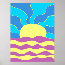 Sonnenaufgang und Wave Abstrakte Kunst Poster