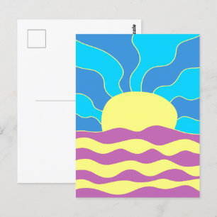 Sonnenaufgang und Wave Abstrakte Kunst Postkarte