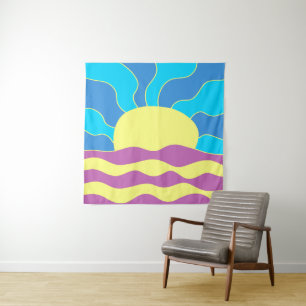 Sonnenaufgang und Wave Abstrakte Kunst Wandteppich
