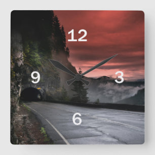 Sonnenaufgang-Wanduhr Quadratische Wanduhr