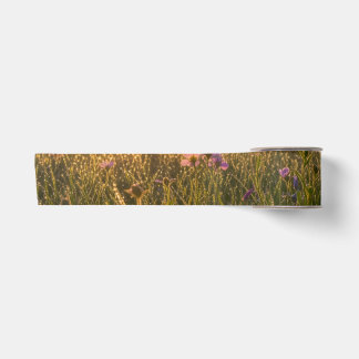 Sonnenaufgang Wiese Rosa Wildblumen Tau Satinband