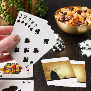 Sonnenaufgang Windmühlen Spielkarten