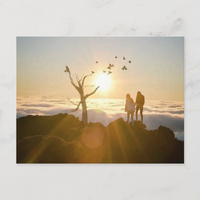 Sonnenaufgang Wolken Postkarte (Vorderseite)