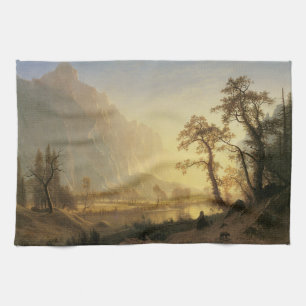 Sonnenaufgang, Yosemite Valley von Albert Bierstad Geschirrtuch