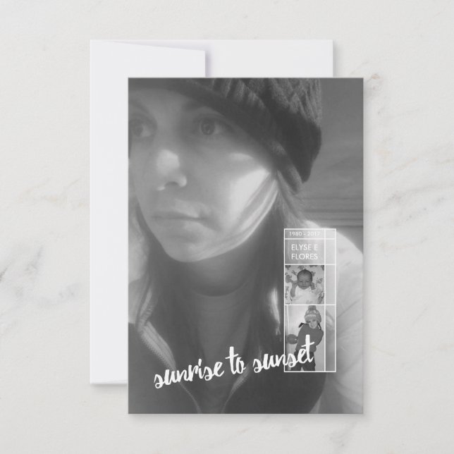 Sonnenaufgang zu Beerdigung bei Sonnenuntergang Einladung (Vorderseite)