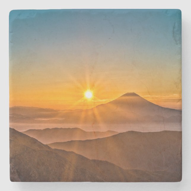 Sonnenaufgang zwischen den Hügeln Steinuntersetzer (Vorderseite)