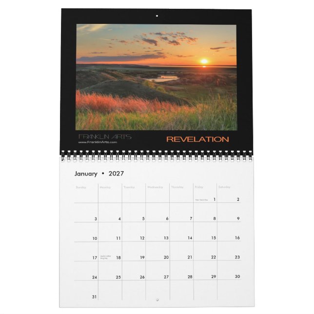 Sonnenaufgänge u. Kalender der (Jan 2027)