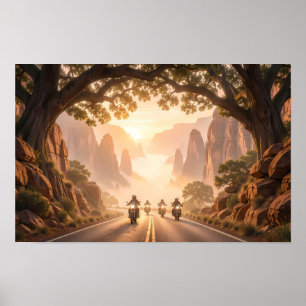 Sonnenaufgangs Reiter durch Canyon Ruhig Poster