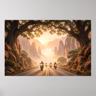 Sonnenaufgangs Reiter durch Canyon Ruhig Poster