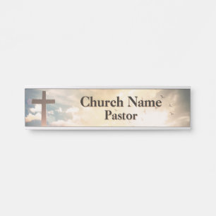 Sonnenaufgangs Vögel überqueren Kirchenpastor  Türschild