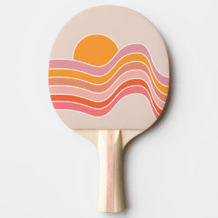 Sonnenaufgangsbild im Retro-Stil Tischtennis Schläger