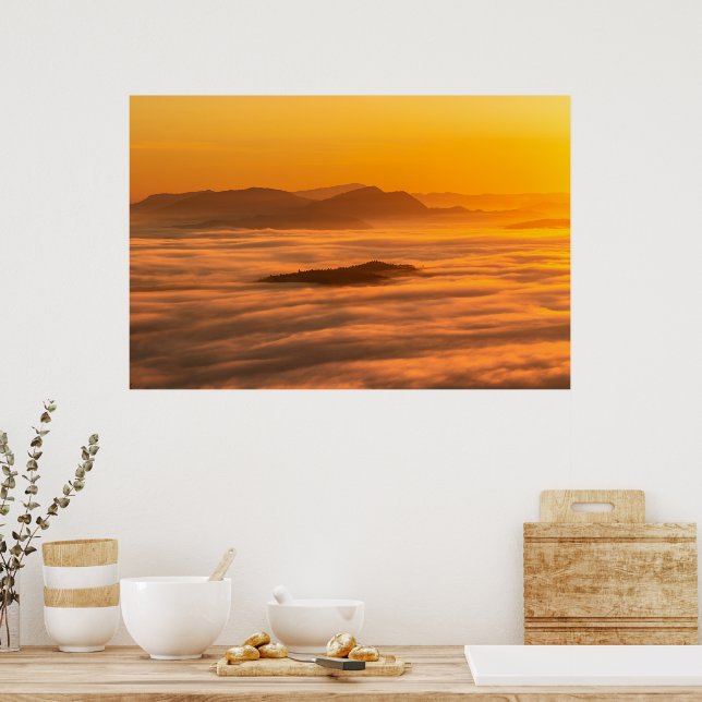 Sonnenaufgangsfarben und Wolken Poster (Küche)