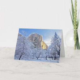 Sonnenaufgangslicht trifft El Capitan durch schnee Karte