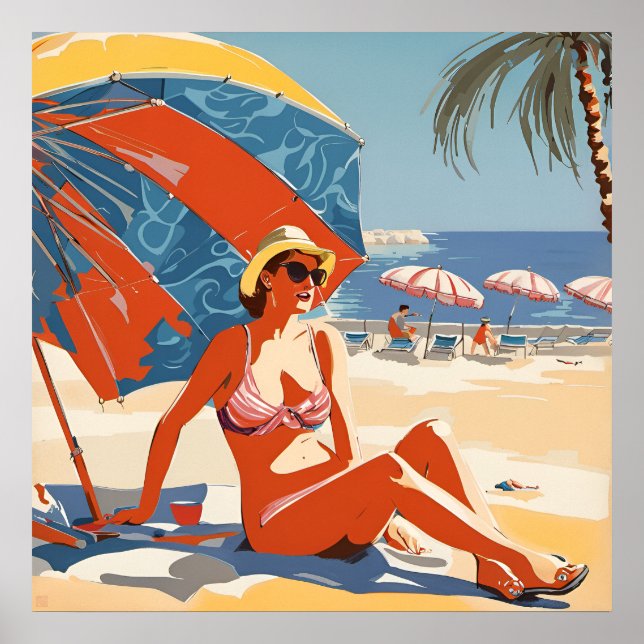 Sonnenbaden an der Riviera Poster (Vorne)