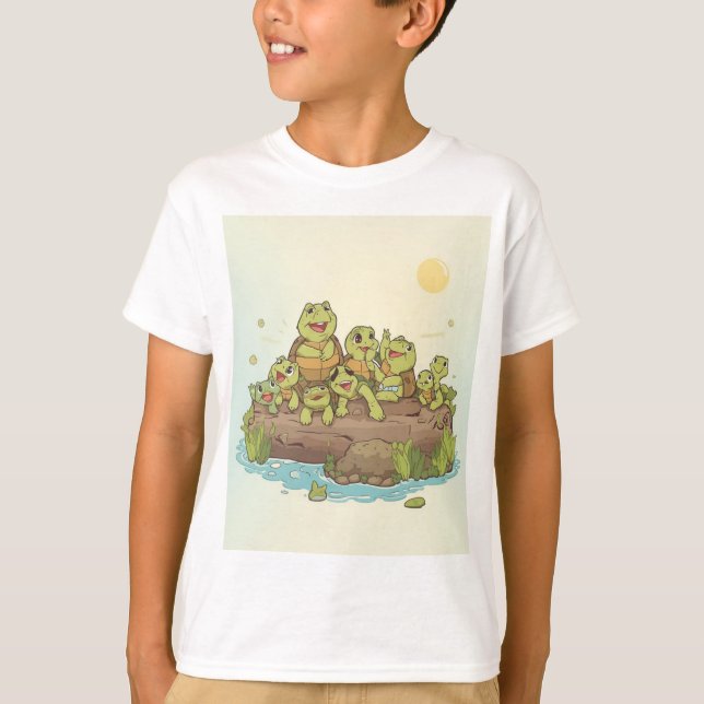 Sonnenbadende Schildkröten-Crew – Log Life Tee (Vorderseite)