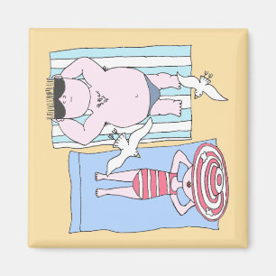 Sonnenbader bei Beach Hand Drawn Art Magnet