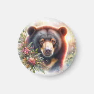 Sonnenbär-Floral-Aquarell Magnet