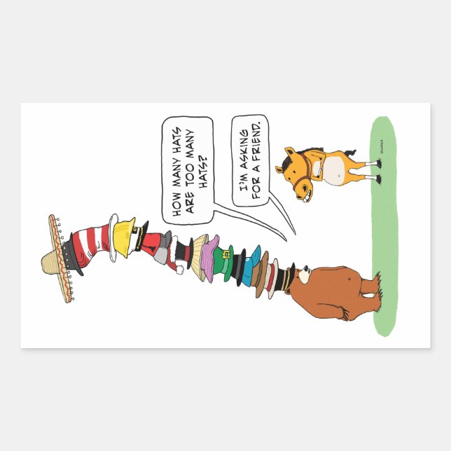 Sonnenbär mit vielen Hasen Rechteckiger Aufkleber (Vorderseite)