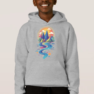 Sonnenbeleuchtete Gipfel und fließender Fluss Hoodie