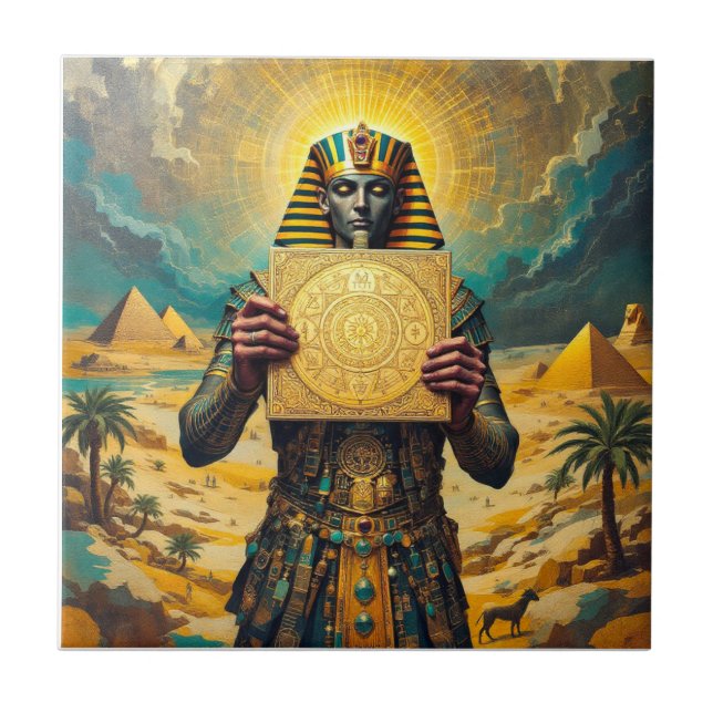 Sonnenbeleuchtete Pharaoh-Schatzkachel Fliese (Vorderseite)