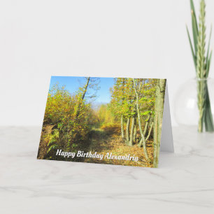 Sonnenbeleuchtete Wälder im Herbst - Custom Birthd Karte