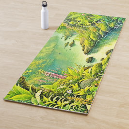 Sonnenbeleuchtete Waldlandschaft Yogamatte