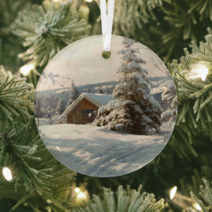 Sonnenbeleuchtete Winterlandschaft von Peder Mork  Ornament Aus Glas