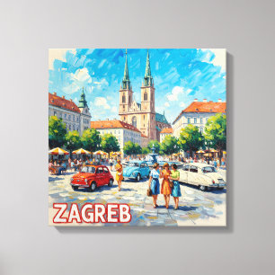 Sonnenbeschattete Zagreber Kathedralenpromenade Le Leinwanddruck