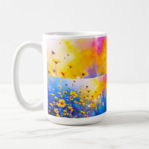 Sonnenbeschienene abstrakte Blütenpaneele Kaffeetasse
