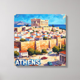 Sonnenbeschienene Athener Akropolis Ansicht Leinwa Leinwanddruck