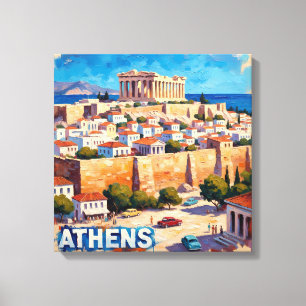 Sonnenbeschienene Athener Akropolis Ansicht Leinwa Leinwanddruck