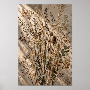 Sonnenbeschienene getrocknete Wildblumen-Botanik-W Poster