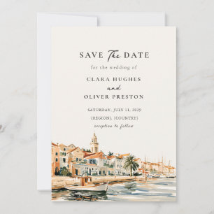 Sonnenbeschienene Goldene Mediterrane Dalmatinisch Save The Date