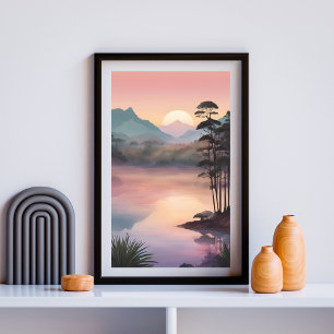 Sonnenbeschienene Kiefernreflexion Poster