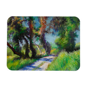 Sonnenbeschienene Olivenhaid-Landschaft in Pastell Magnet