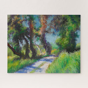 Sonnenbeschienene Olivenhaid-Landschaft in Pastell Puzzle