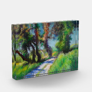 Sonnenbeschienene Olivenhaide-Pastell-Landschaft Fotoblock